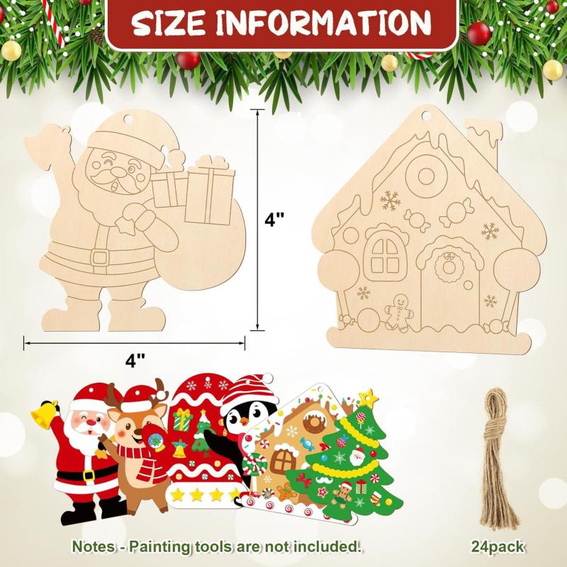 6pcs Christmas decorations wooden dwarfs, unfinished wood carvings, elf slices, wooden ornaments, handmade, ready for painting