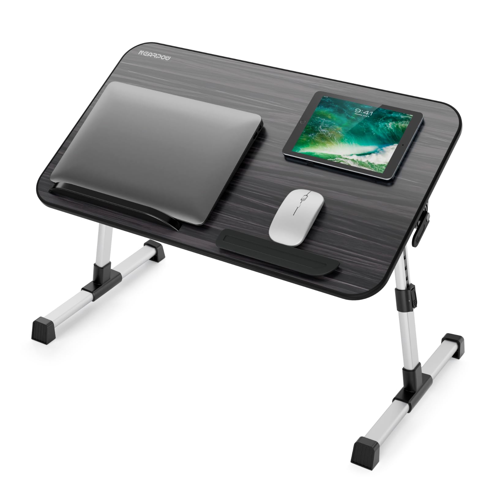 

NEARPOW Складной столик для ноутбука с 4 вариантами сборки и регулируемой высотой, подходит для обеденного столика/ступенек для кровати, для обеих рук, для правой руки,