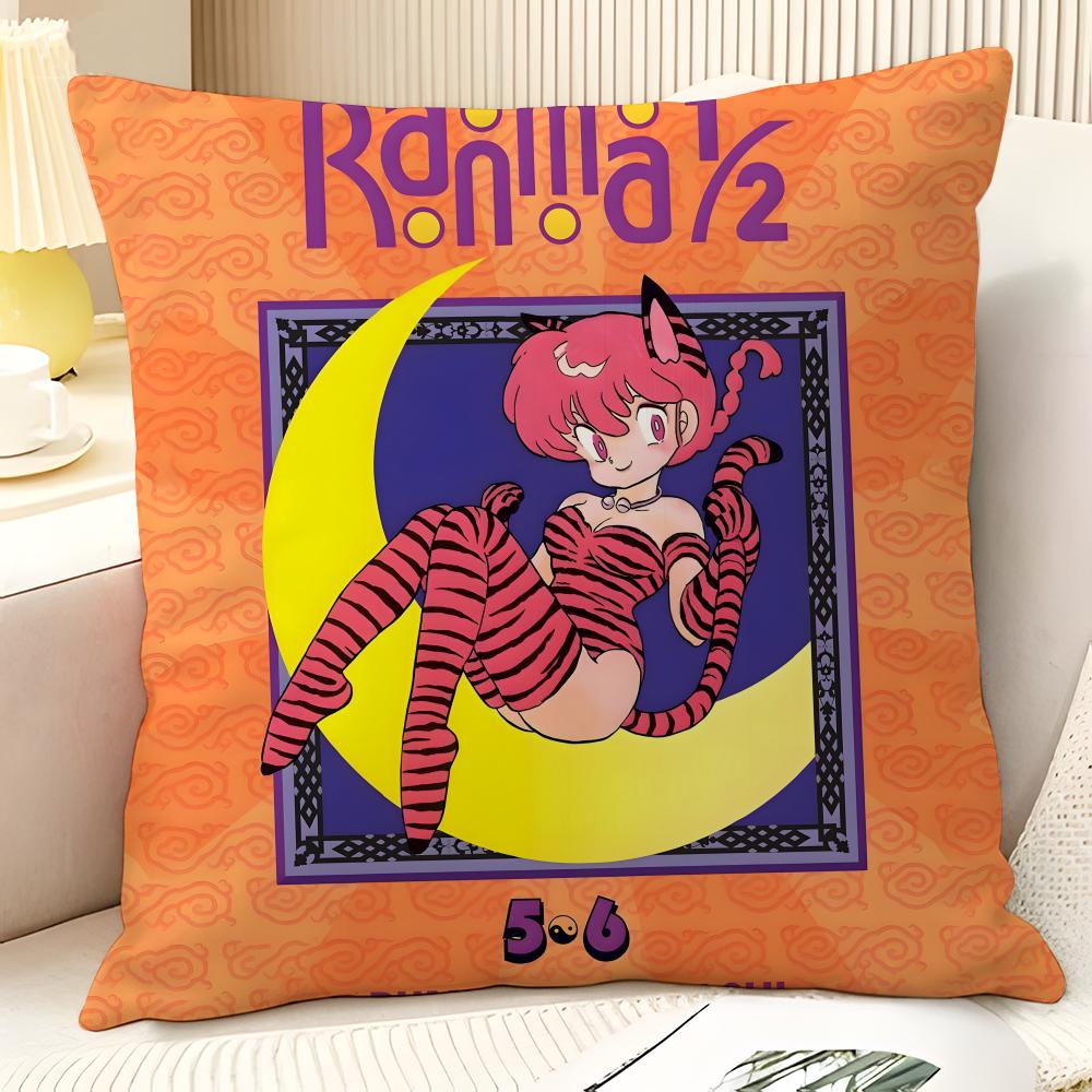 Cartoon Comic P Chan R-Ranma ½ 3 Pillow Case Natural Linen Organic Fabric Double-Sided Printing Sofa Home Decor Gift Pillow Case