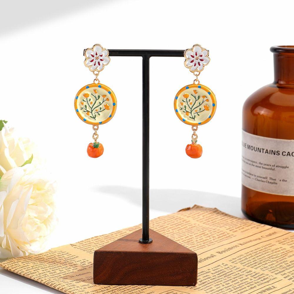 Painting Enamel Flower Dangle Earrings Charm Bohemian Dangle Earring Women