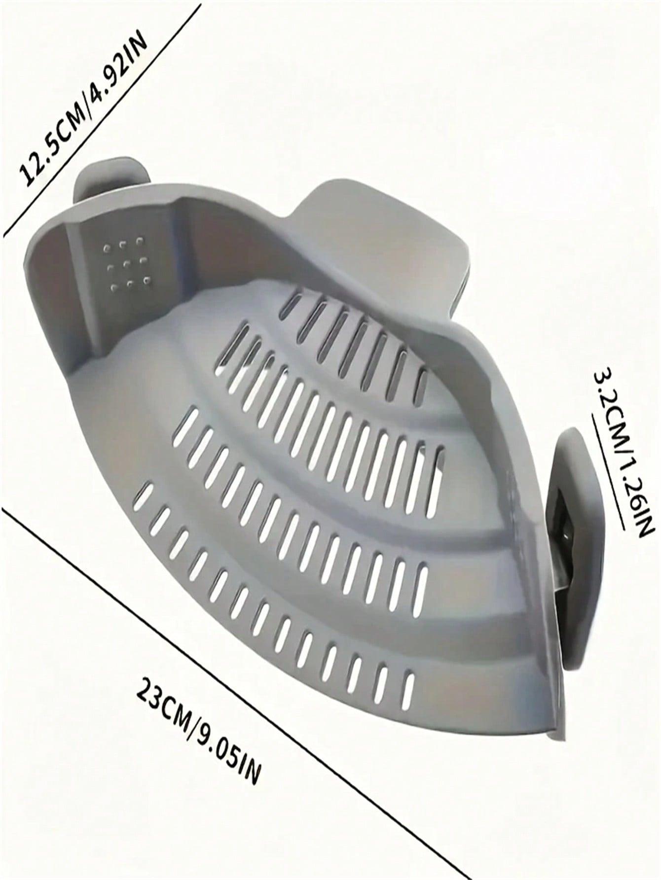

1 шт. Силиконовый фильтр с замком - Многофункциональная корзина для слива пасты, овощей и фруктов, конструкция с металлическим зажимом, пищевой, высокий серый