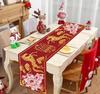 Chinese New Year Linen Table Runner Party Decor Chinese 2026 Spring Festival Lunar Horse Floral Table Runner New Year Decoration
