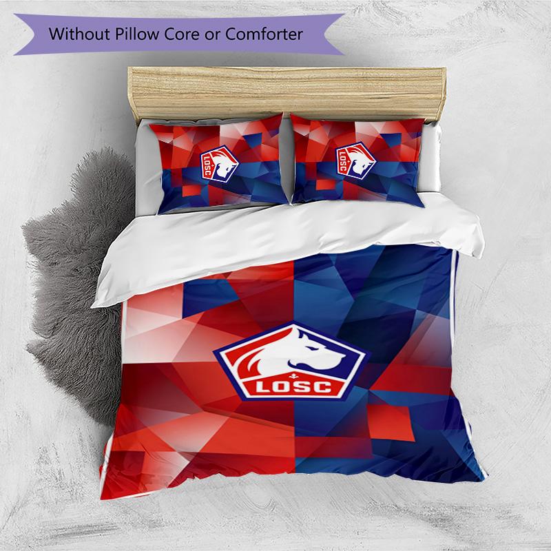LOSC Lille FC Printed 3PCS Bedding Set Breathable Duvet Cover with Pillowcases Decorative Bed Linen for Bedroom Home