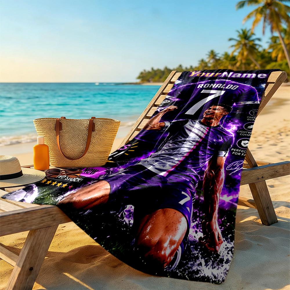 Cristiano Ronaldo Personalized Name Beach Towel Soft Durable Quick-Dry Portable for SwimmingBeachCamping Travel Beach AccessoriesGym