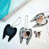 6 Set Sublimation Angel Wing Ornament Blanks Metal Love Heart Pendant Personalized Car Hanging Ornaments with Blank Photo for Home Window DIY Picture