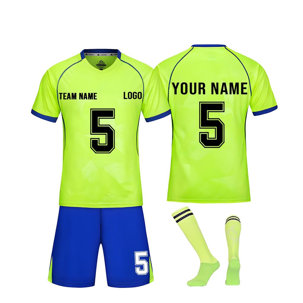 Men's Soccer Jersey Set Quick Dry Athletic Uniforms with Shorts and Socks for Training and Competition