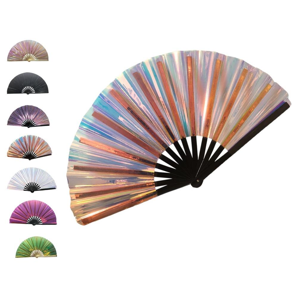 PVC Tai Chi Fan Ten Inch Glitter Hand Fan for Line Dancing, Parties, and Events