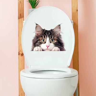 Autocolant Drăguț Pisicuță pentru Capacul Vasului de Toaletă Decalcomanii pentru Rezervorul Toaletei Acasă Baie Autocolante pentru Ușă Autocolante de Perete Decor WC