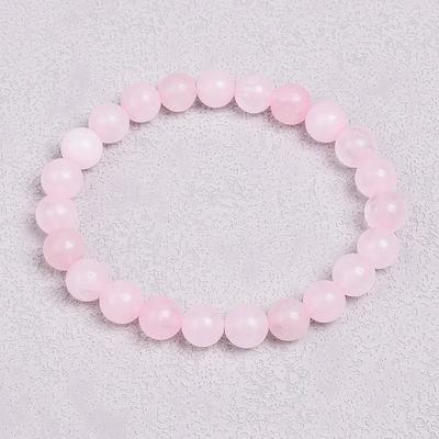 Bracciale con quarzo rosa Bracciale con perline in pietra naturale di cristallo rosa Braccialetti con perline tonde del Madagascar, amanti della guarigione, regalo di gioielli da donna