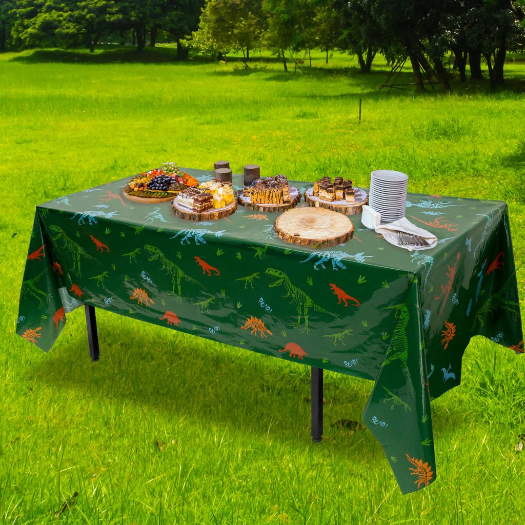 3Pcs Dinosaur Party Tablecloths Plastic Waterproof Oil-proof Reusable Decorative Dinosaur Table Covers for Kid Birthday Party