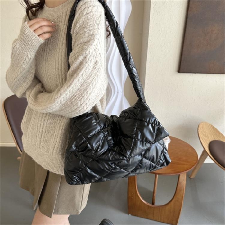 Women Down Cotton Padding Shoulder Bag Winter Messenger Bag Girls Crossbody Bag