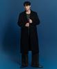 Cashmere Blend Daddy Shoulder Single Long Coat [Black]
