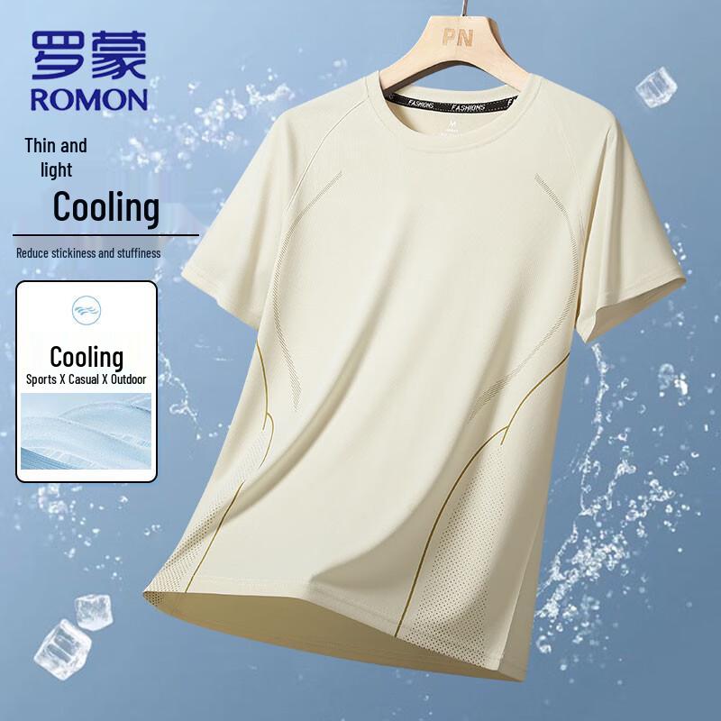 

ROMON Men s Ice-Cool Quick-Dry Short Sleeve T-Shirt L