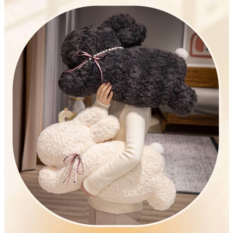 Tie Bow Pearl Rabbit Plush Toy Sleeping Doll Kids Birthday Gift Decorations