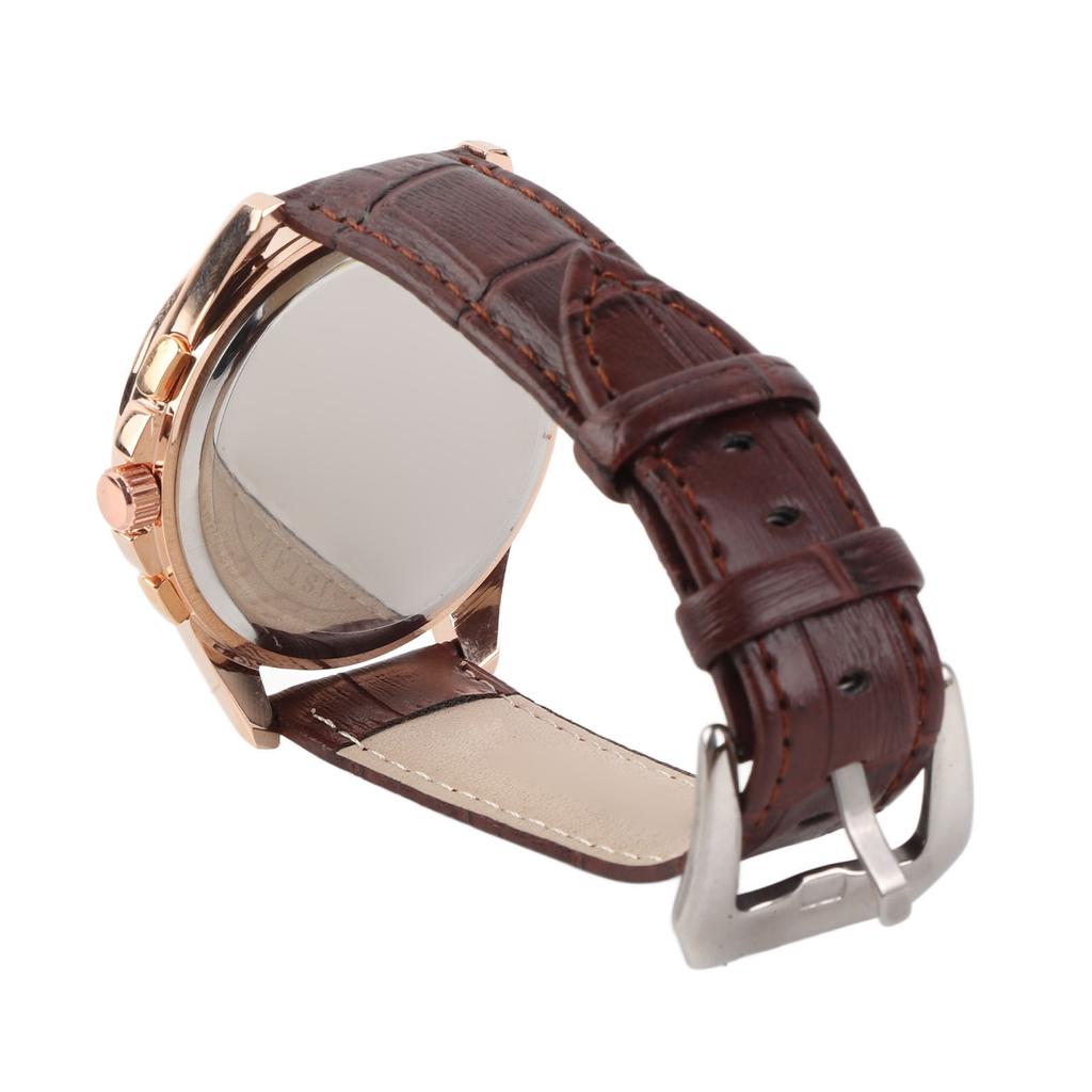 Men Watch Rose Golden Case Black Dial Quartz Movement Luminous Calendar Water Resistant Watch for Male