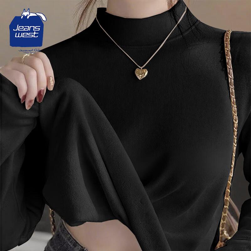 Jeanswest Club Women s Double-Sided Fleece Stand Collar Long Sleeve Base Layer Top M