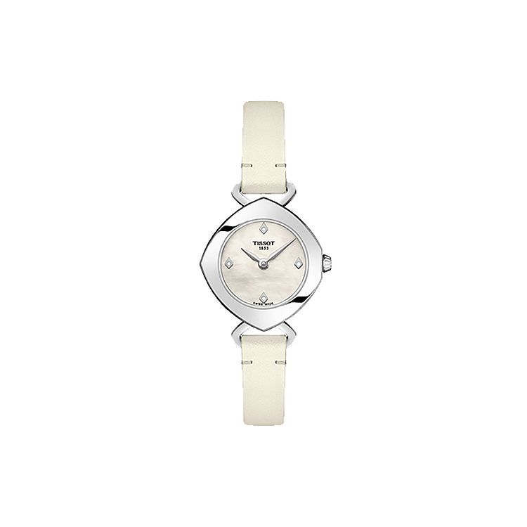 Tissot E-Ting Series Quartz Movement Simple Elegant Casual Watch Women watches Mother-Of-Pearl Stainless-Steel Leather T113.109.16.116.01 White/Mother of Pearl Dial