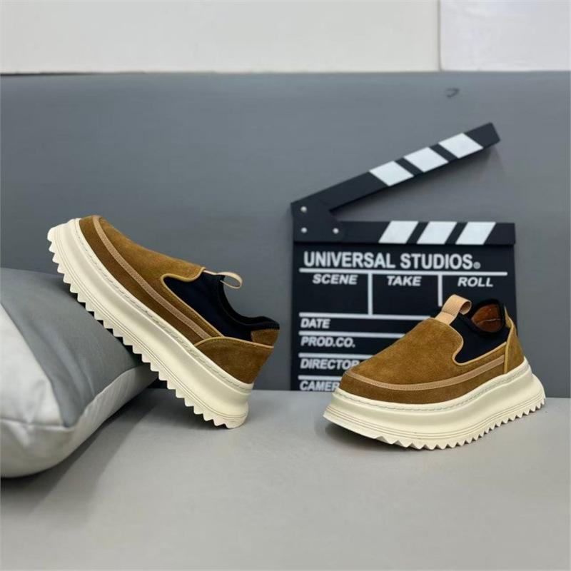 Autumn new breathable leather thick-soled comfortable lace-up casual board shoes cr