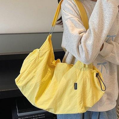 Minimalist Large Capacity Canvas Crossbody Tote - Casual Lazy Style for Travel & Commute.
