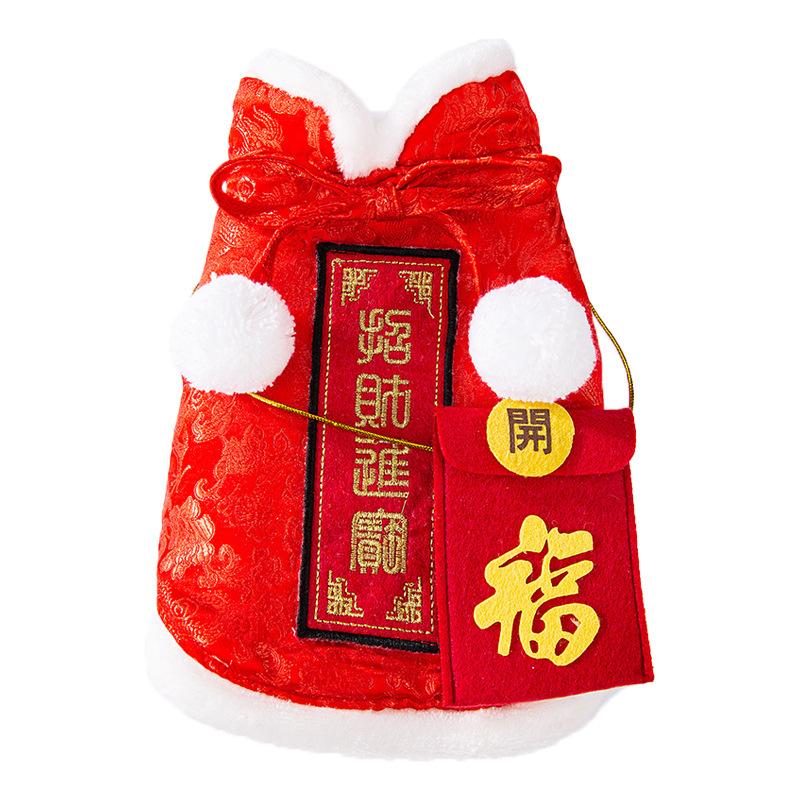 Ubranka dla szczeniaka na Chiński Nowy Rok jesienno-zimowe ciepłe ubranko dla psa średniego i małego kota, pozdrowienia noworoczne dla zwierzaka, noworoczny strój Tang