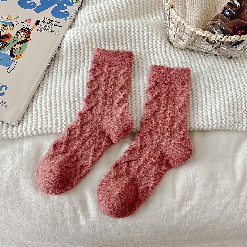 Australische Samtsocken für Damen Herbst und Winter, Nerzsamtsocken, Wadenlange Socken, Mit Samt verdickt, Warme Schlafsocken