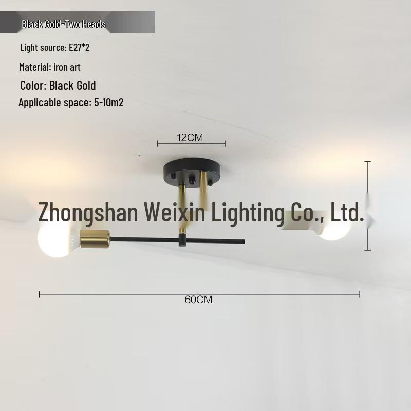 Nordic Wrought Iron LED Ceiling Light for Bedroom, Corridor, and Study
