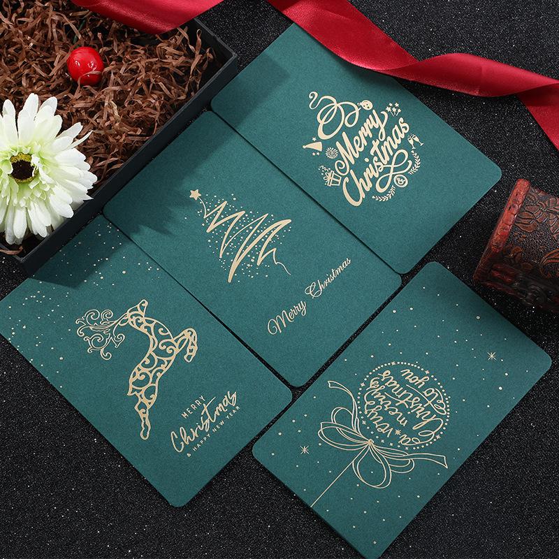 Creative Green Retro Hot Stamped Christmas Greeting Card with Envelope