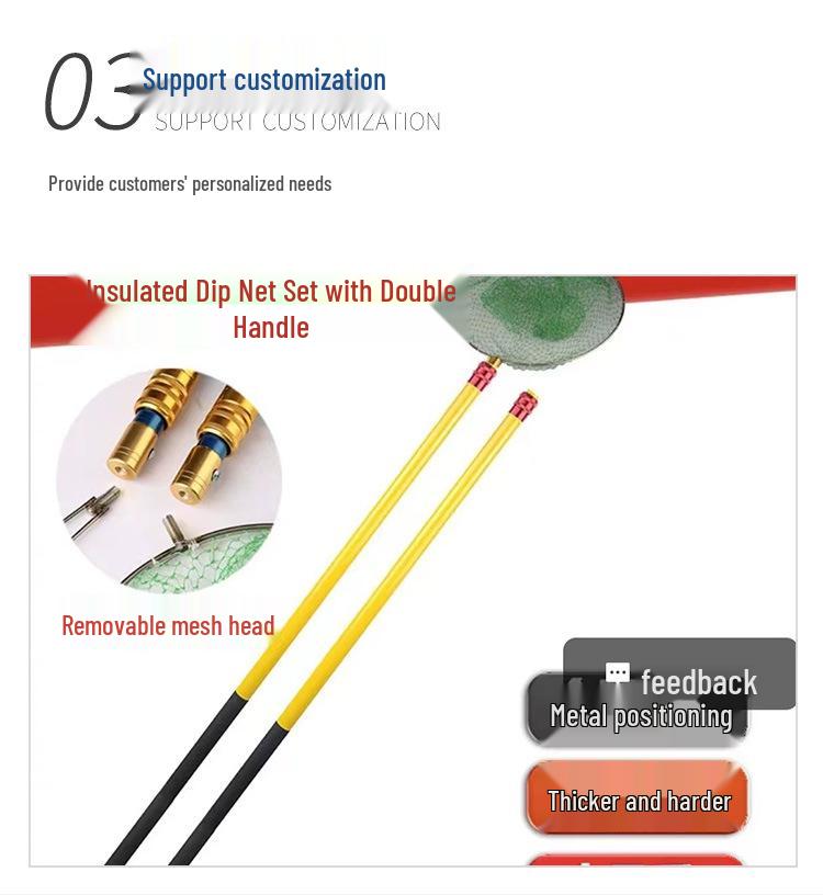 Detachable Insulated Landing Net with Telescopic Fishing Rod and Net Pole