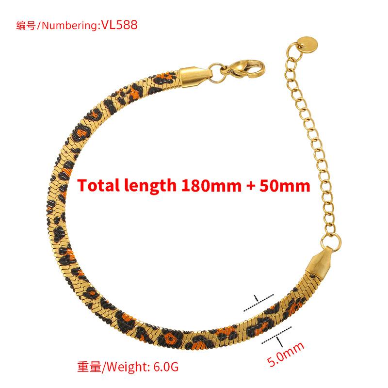 5Mm Stainless Steel Snake Blade Chain Bracelet Necklace Personalized Hip Hop Leopard Print Jewelry Set Vl588-589