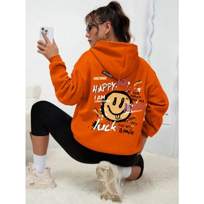 Interessanter Graffiti-Druck Damen Hoodie Fashion Street Hoody Lässig Vielseitiges Sweatshirt Herbst Fleece S-Xxl Damenkleidung