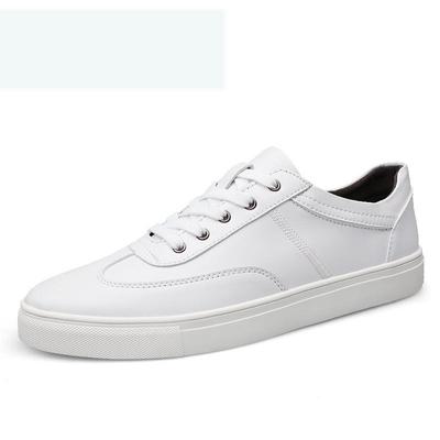Men's Autumn White Sneakers: Trendy Low-Top Korean Style, Slimming, Big Size, Simple Design