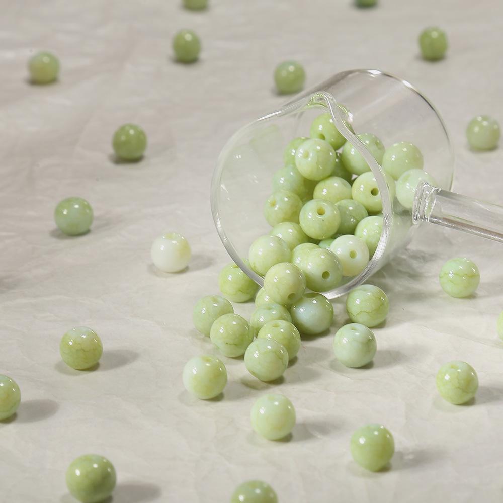 100pcs 8mm Pastoral Oil Painting Imitation Ceramic Glass Jade Crushed Beads for DIY Handmade Bracelets and Loose Beading