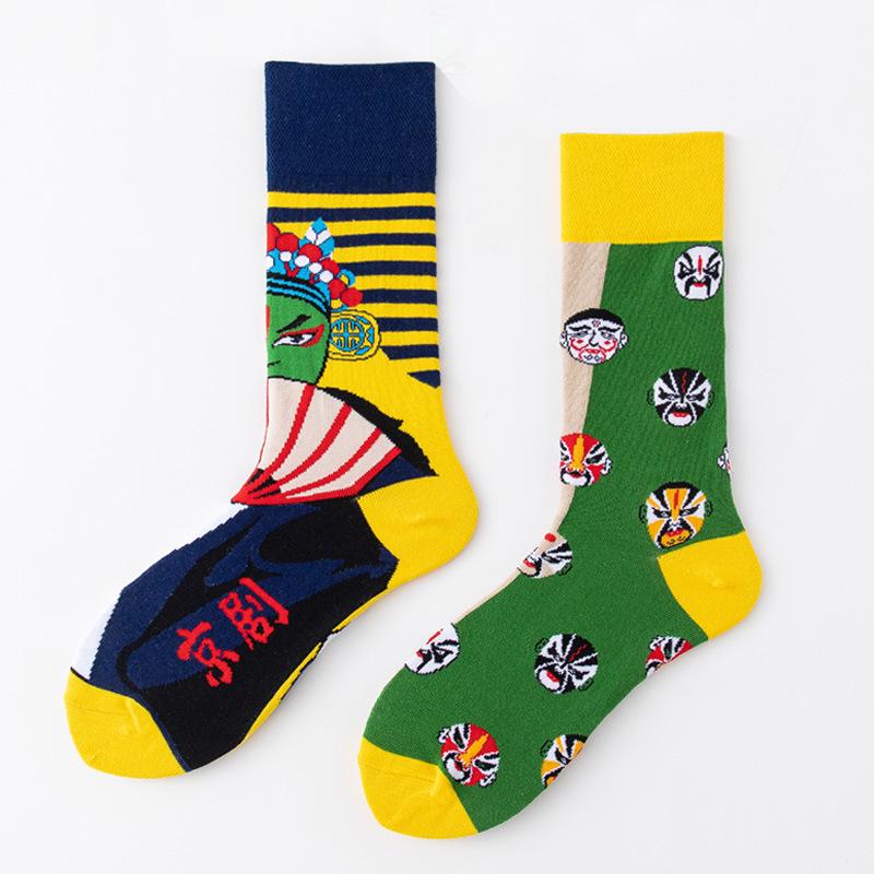 REMOULD Women Fashion Designer Mismatching AB Socks High Quality for Girls Art Crazy Socks With Print Pattern Fancy Cool