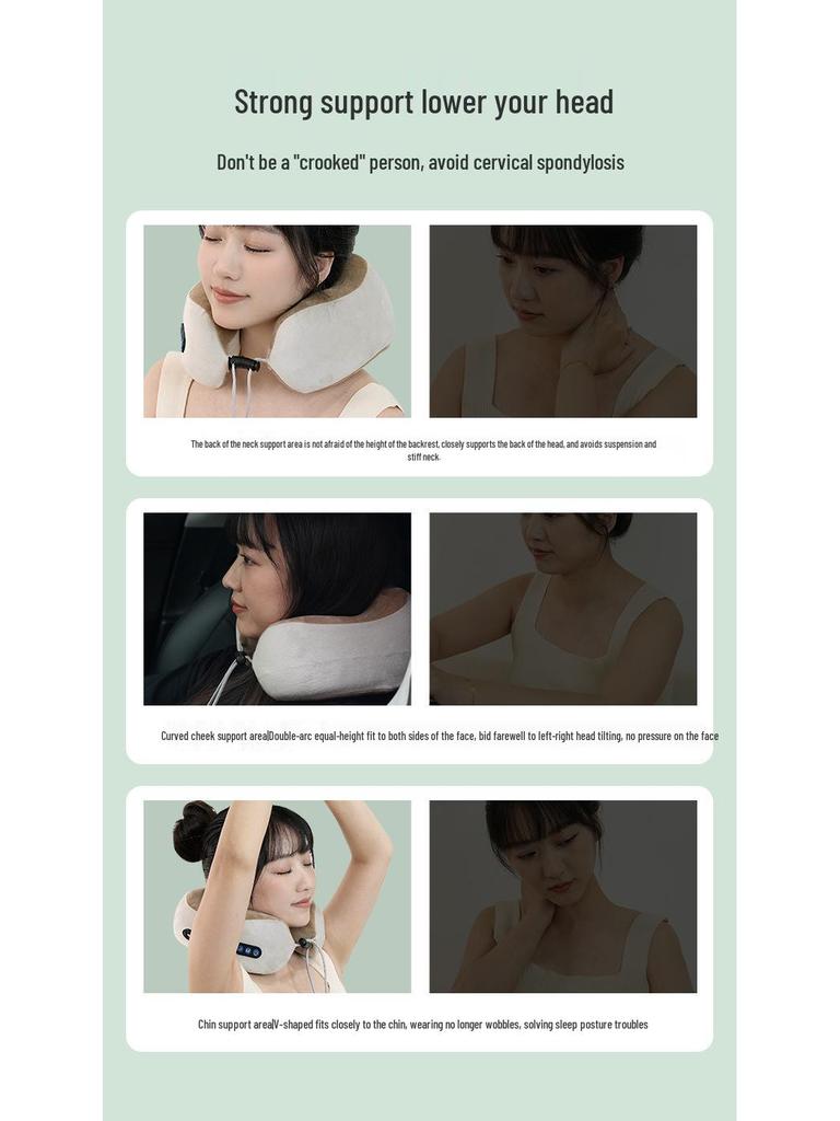 Portable U-shaped Memory Foam Neck and Cervical Massager Pillow