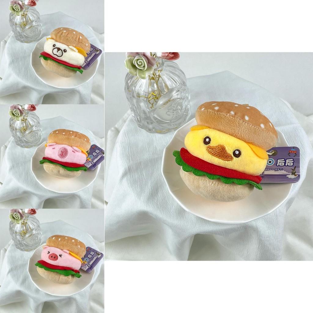 Adorable Hamburger Pig Plush Keychain Soft Stuffed Animal Doll For Cute Gifts