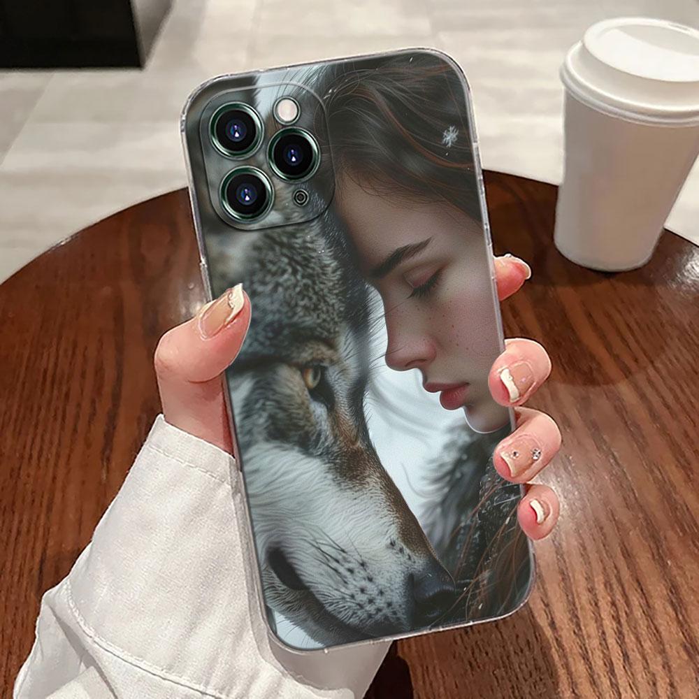 The Wolf Lion Cat Transparent Case For Apple iPhone 17 16 15 14 13 12 11 Pro Max Plus 16E 17Air 17Pro Phone Cover Silicone Funda
