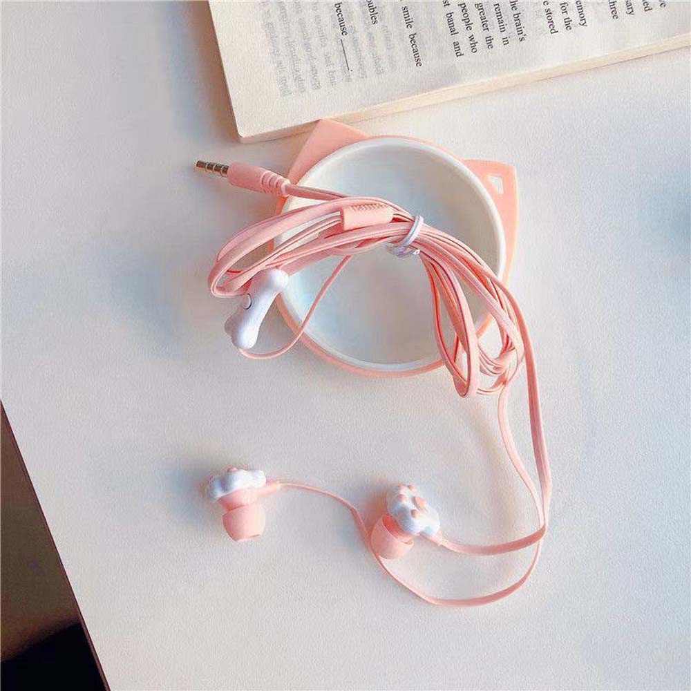 with Earphones Case Sport Earphones Remote Cat Paw Earphones In-Ear Wired Headset With Mic