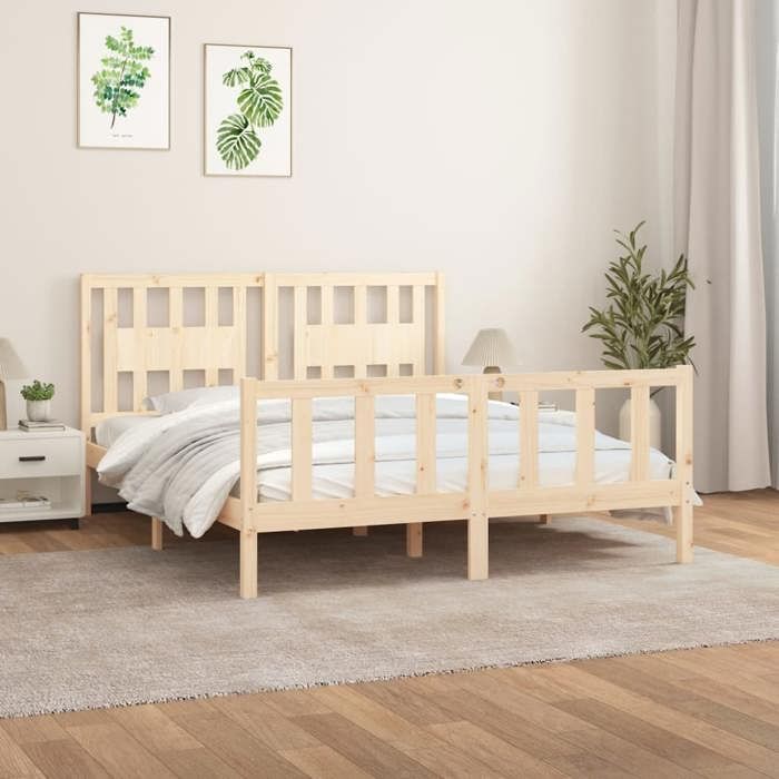 Cadre de lit - Maison Exclusive - Bois de pin massif - 160x200 cm - Marron
