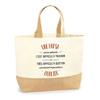 Tote Bag - PLANETEE - A Hafsa Also Great Forget - Printed France Jute - Beige - Large Capacity