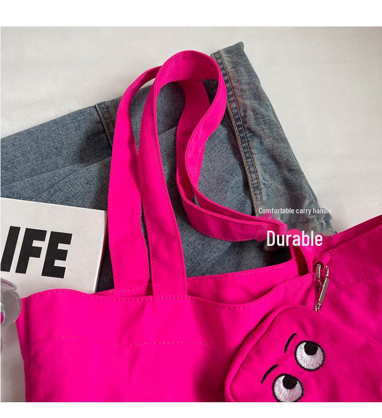 2024 Personality Little Monster Foldable Tote: Large Capacity, Lightweight, Colorful Embroidered Cloth Bag