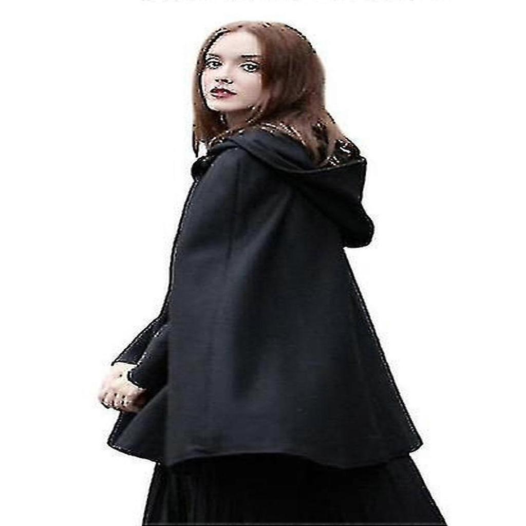 Casual Hooded Cape Coat, Fashion Loose Solid Winter Cloak Outerwear Zszjbv53