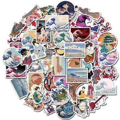 50 Stück Ukiyo-e Kunst Anime Aufkleber Japan Geisha Dekoration Koffer DIY Gitarre Handy Laptop Koffer Trinkbecher Skateboard Aufkleber