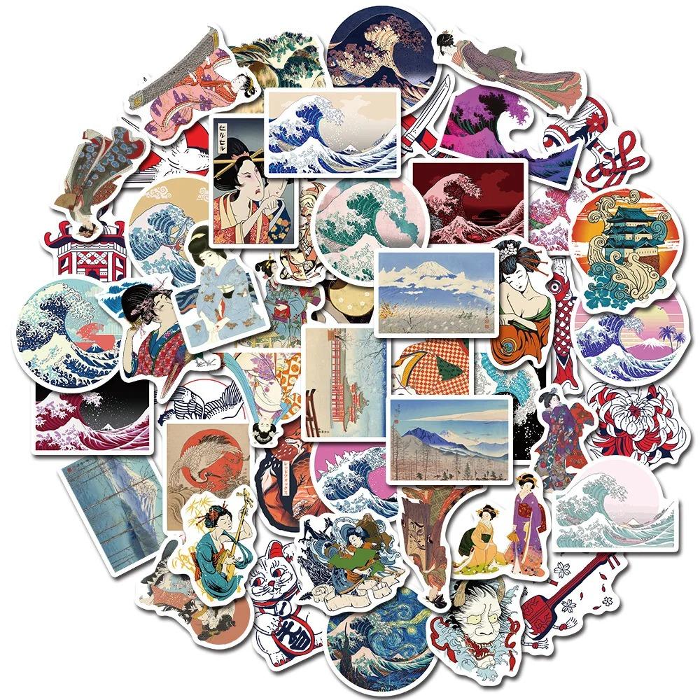 50PCS Ukiyo-e Art Anime Stickers Japan Geisha Decoration Suitcase DIY Guitar Phone Laptop Suitcase Water Cup Skateboard Decals