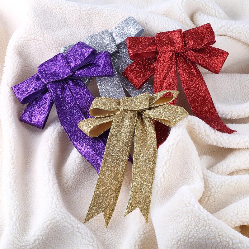 Gold Elegant 23cm Onion Powder Edged Bow Christmas Tree Decoration Ornament