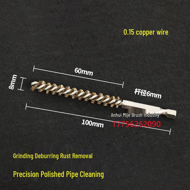 Electric Hex Shank Copper Wire Brush for Deburring, Rust Removal, Grinding, and Polishing