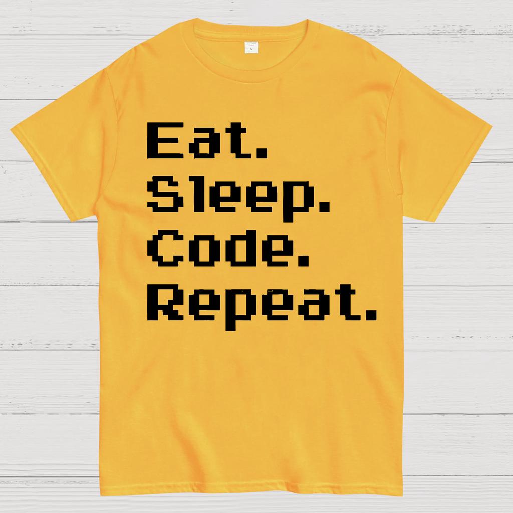 Eat Sleep Code Repeat Cotton Summer Casual Cool Loose T-Shirt