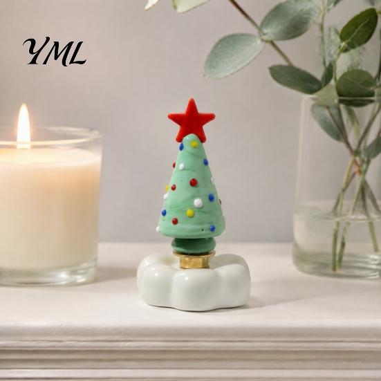 Unique Christmas Gifts for Friends Handmade Glass Tree Ornament with Star Top And Colorful Bead Details, Ornaments Desktop Rotating Figurine