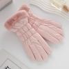 Winter Warm Gloves Women's Cycling Touch Screen Fleece Thickened Windproof Cute Korean Ski Gloves