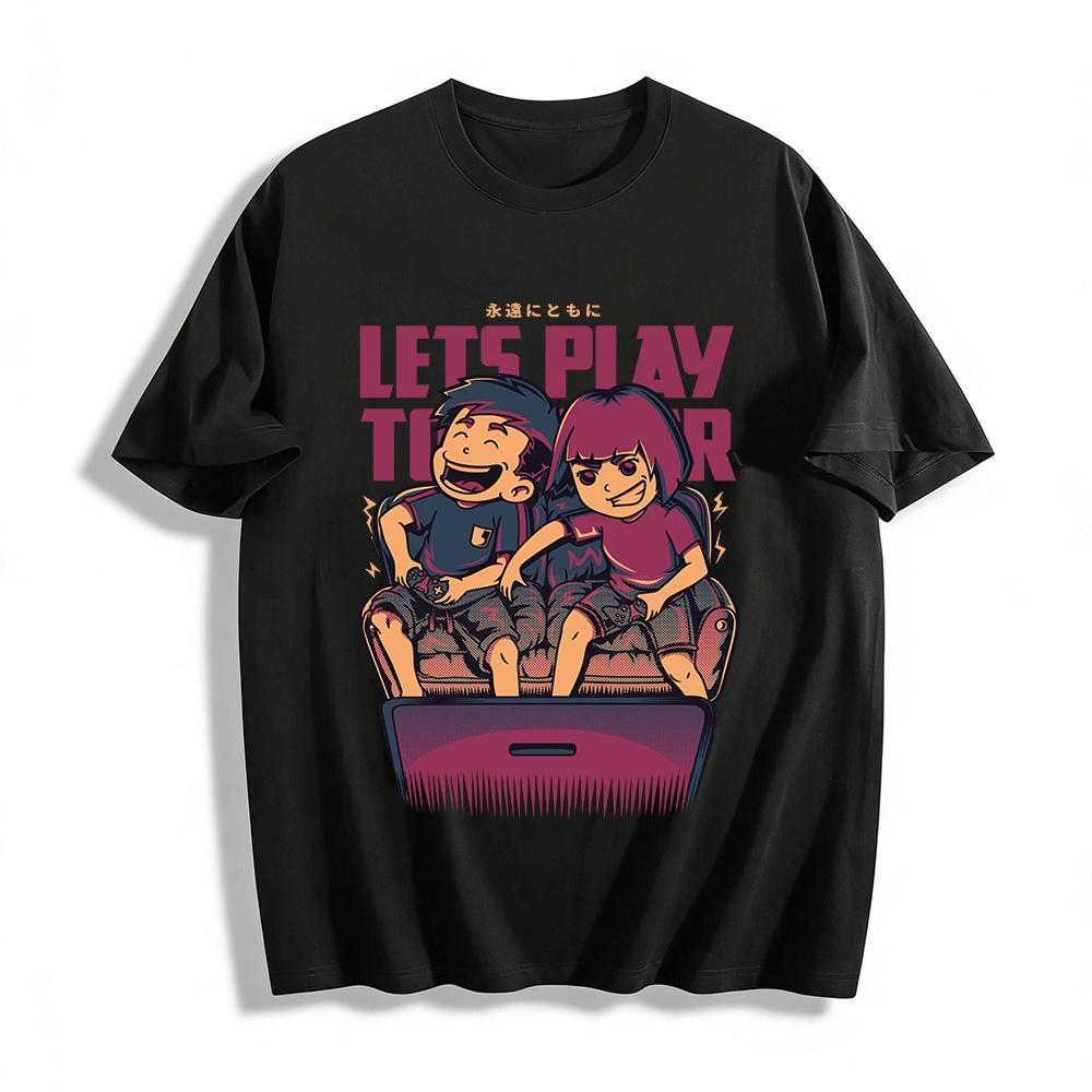 Lets Play Together Funny Print Couple Unisex Casual T-Shirt Pure cotton T-shirt XXS