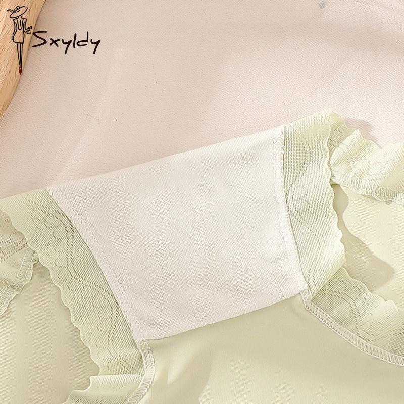 Non-marking Ice Silk Panties Female Mid-waist Comfortable Breathable Girls Raw Lace Panties